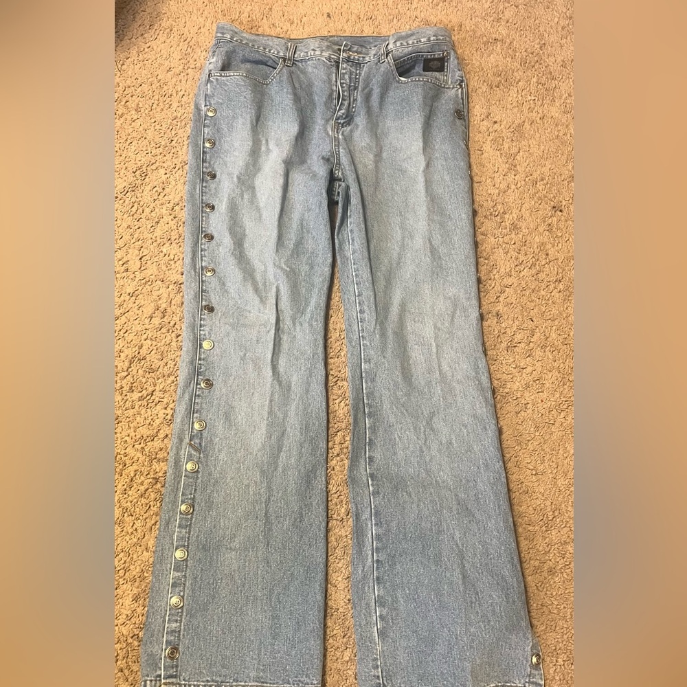 Harley-Davidson Blue Flare Wide Leg Jeans